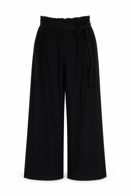 Womens UK Size M Quiz Relaxed Fit Wide-Leg Black Trousers