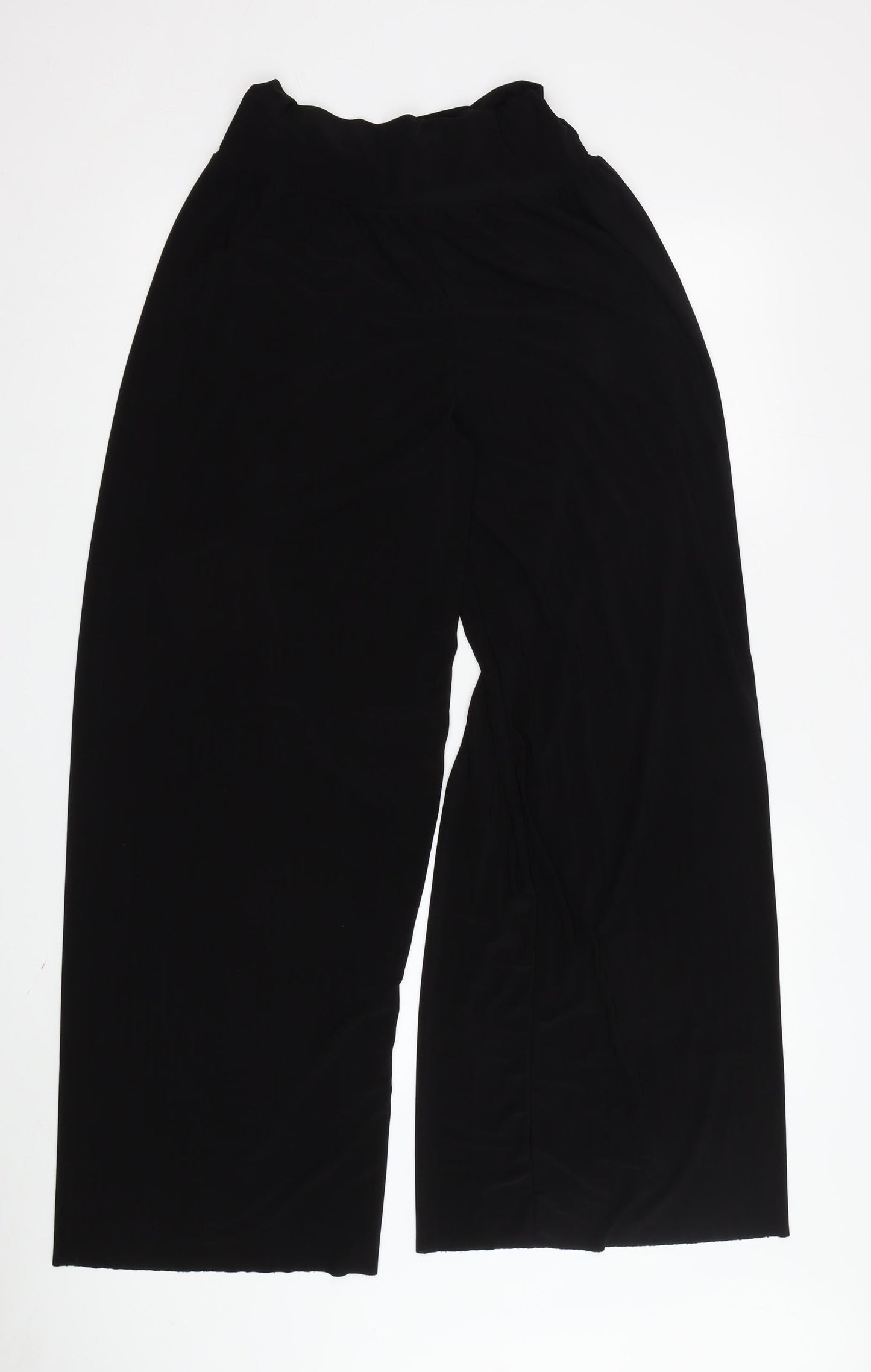 Womens UK Size M Quiz Relaxed Fit Wide-Leg Black Trousers