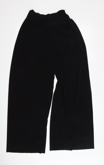 Womens UK Size M Quiz Relaxed Fit Wide-Leg Black Trousers