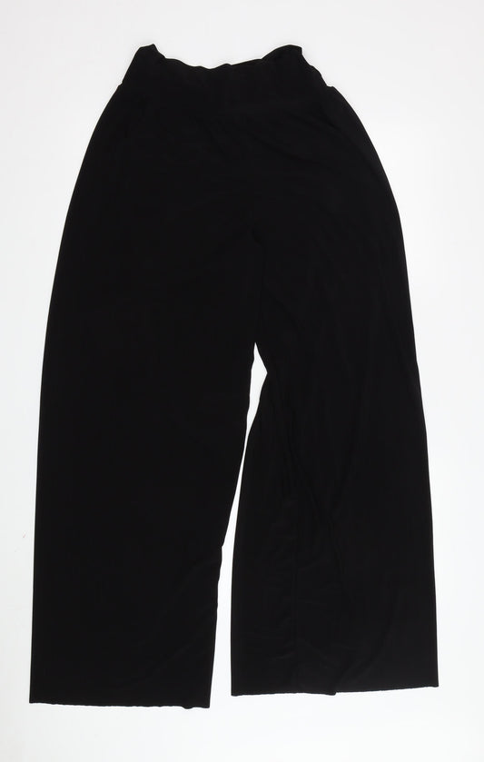 Womens UK Size M Quiz Relaxed Fit Wide-Leg Black Trousers