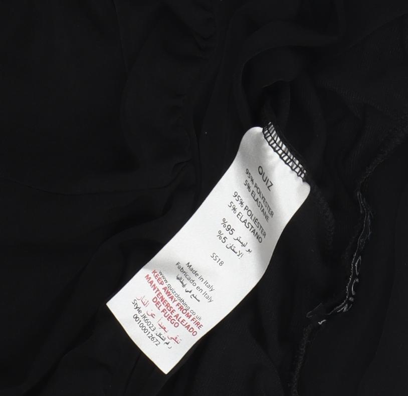 Womens UK Size M Quiz Relaxed Fit Wide-Leg Black Trousers