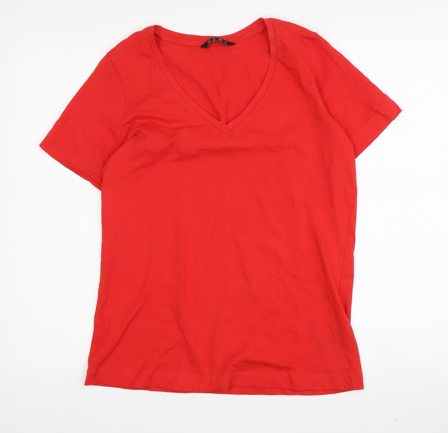 Womens UK Size S Very Red Basic T-Shirt