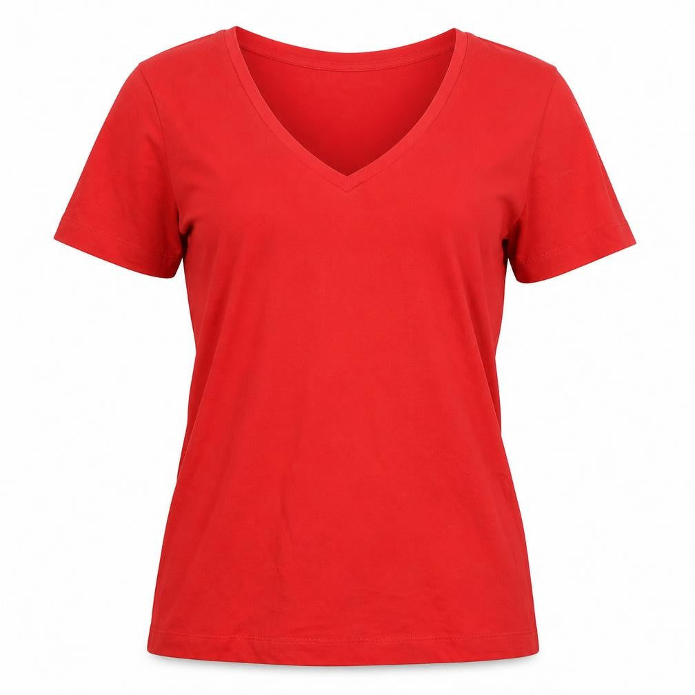 Womens UK Size S Very Red Basic T-Shirt