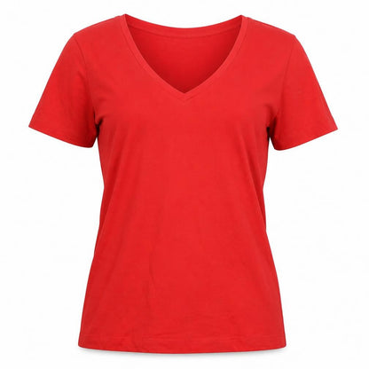 Womens UK Size S Very Red Basic T-Shirt