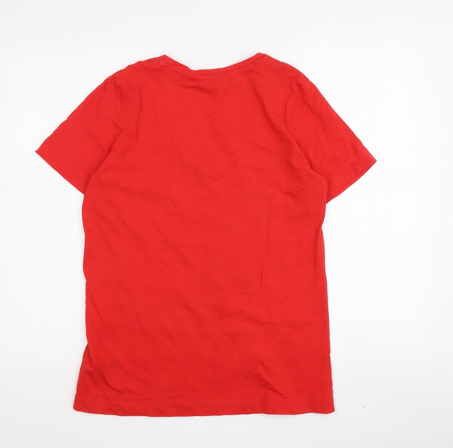 Womens UK Size S Very Red Basic T-Shirt