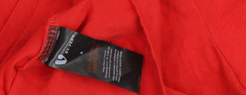 Womens UK Size S Very Red Basic T-Shirt