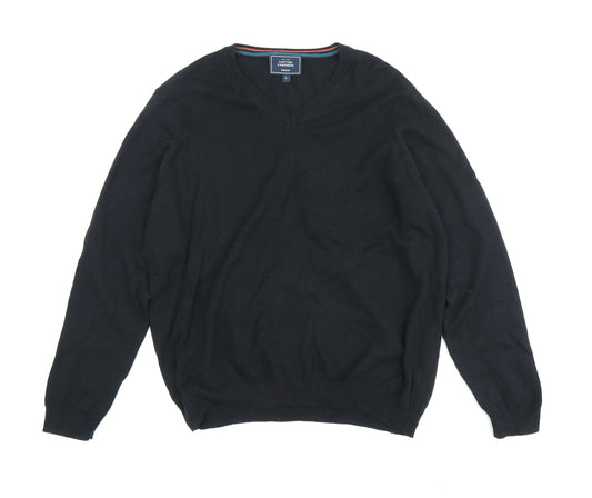 John Lewis Men's Black V-Neck Pullover Jumper L