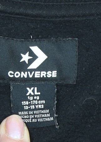 Converse Boys Black Pullover Sweatshirt XL Logo Winter Casual
