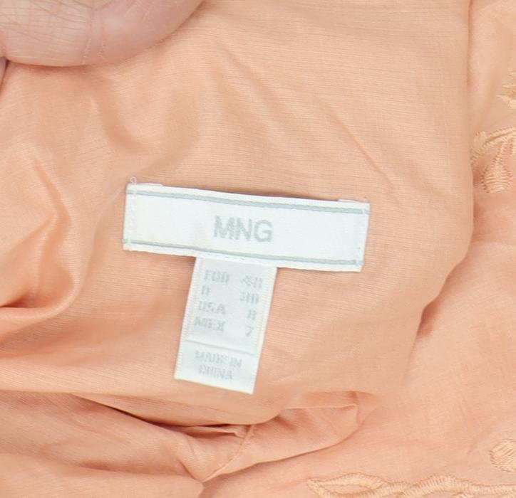 MNG Women's Orange Embroidered Peasant Skirt Size 12