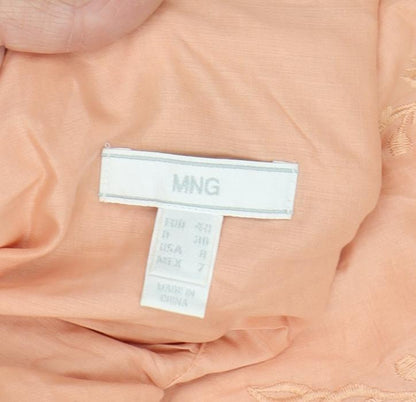 MNG Women's Orange Embroidered Peasant Skirt Size 12