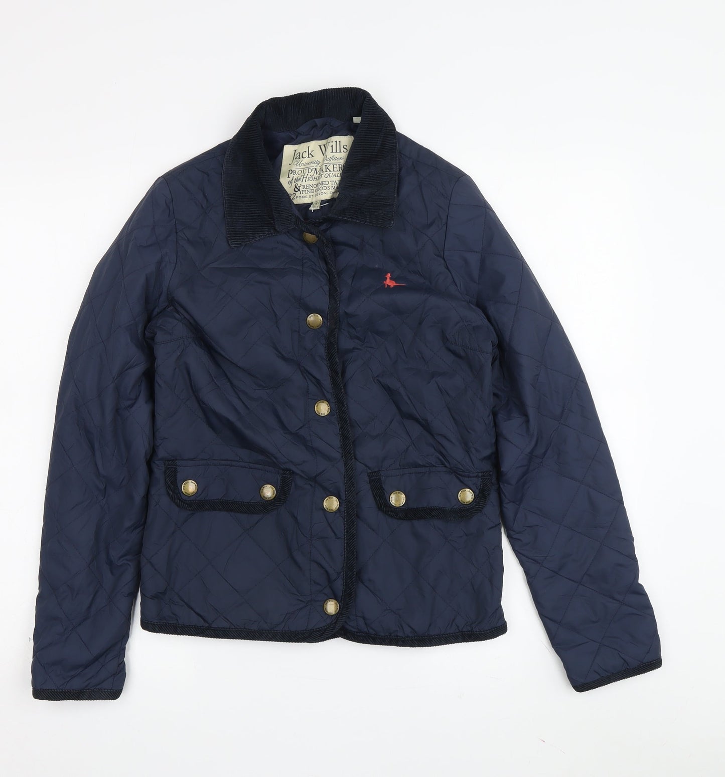 Womens UK Size 8 Jack Wills Blue Quilted Coat