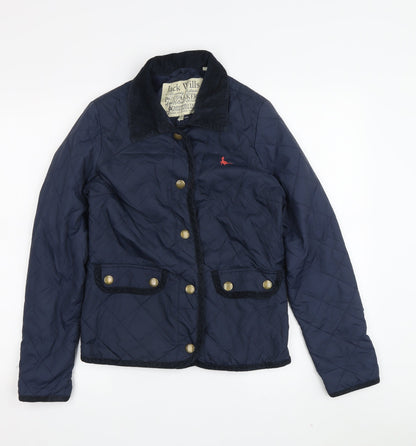 Womens UK Size 8 Jack Wills Blue Quilted Coat