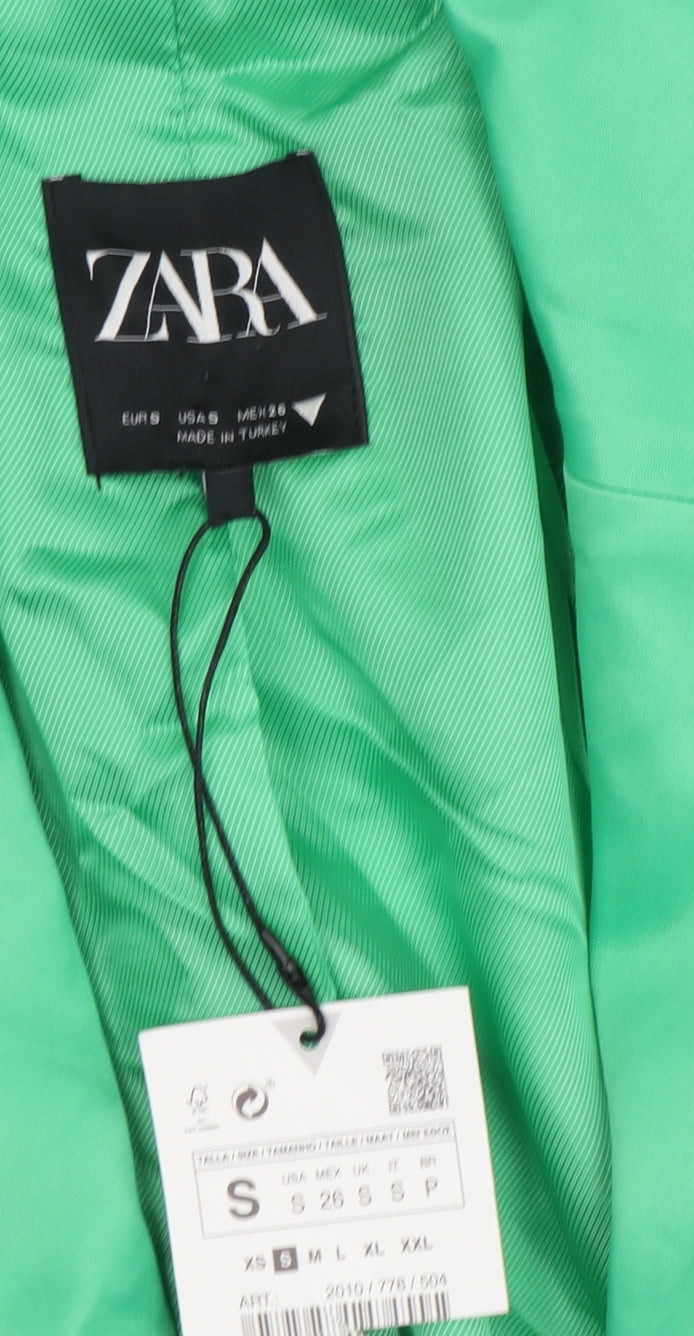 Womens UK Size S Zara Green Basic Jacket