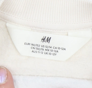H&M Girls Beige Adventure Graphic Sweatshirt 10-12 Years