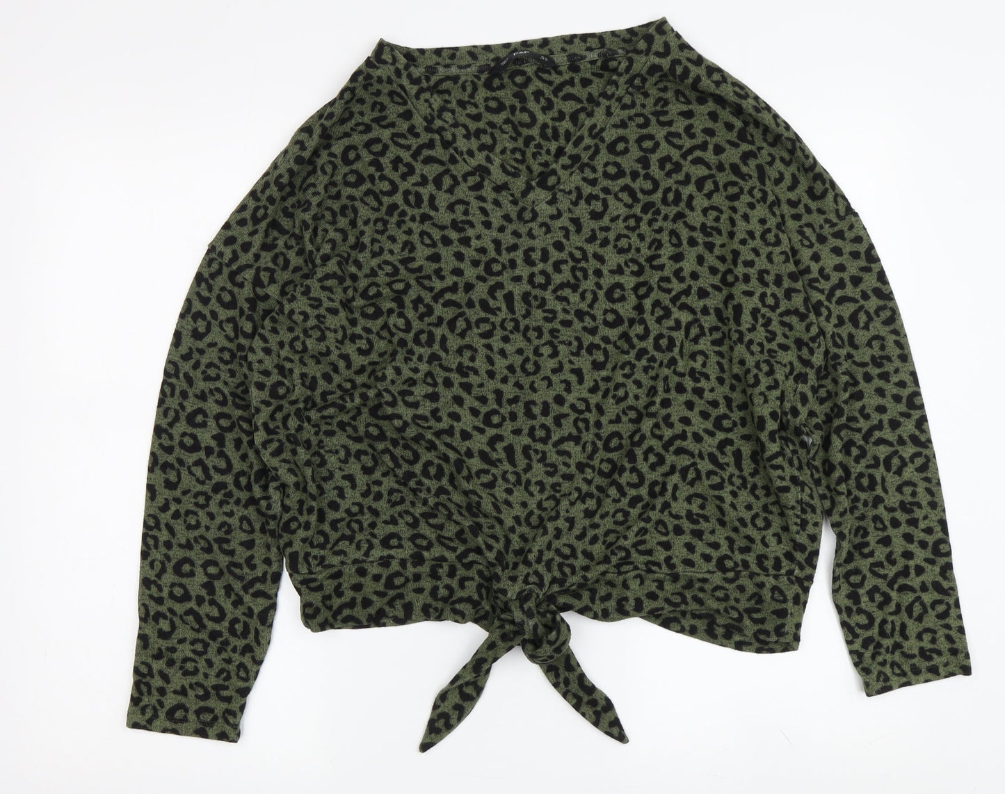 Stylish Green Animal Print Women's T-Shirt UK 14