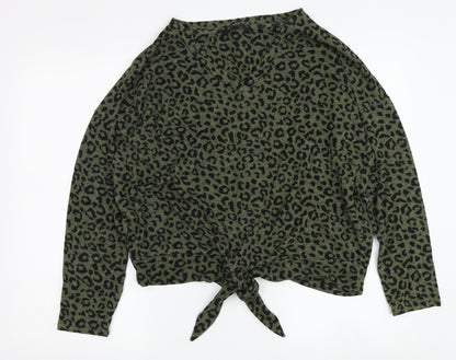 Stylish Green Animal Print Women's T-Shirt UK 14