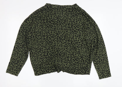 Stylish Green Animal Print Women's T-Shirt UK 14