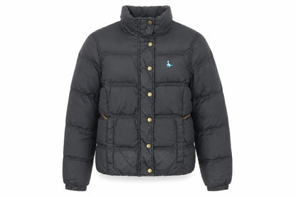 Front view of Jack Wills boys’ black puffer jacket, size 8, winter warm coat
