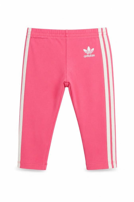Front view of Adidas girls’ pink jogger trousers - 9 months, side stripe