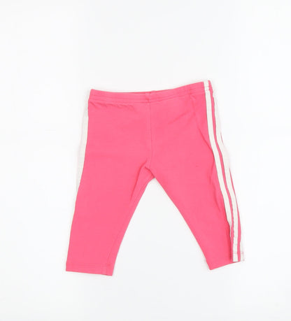 Adidas Girls Pink Jogger Trousers - 9 Months, Side Stripe