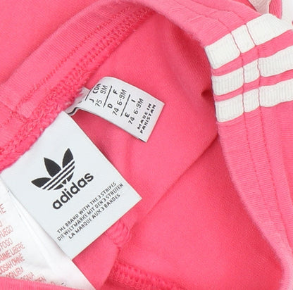 Adidas Girls Pink Jogger Trousers - 9 Months, Side Stripe