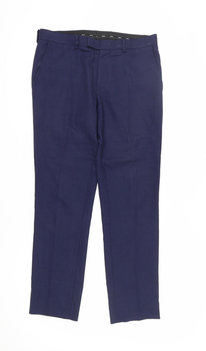 Mens UK Size 32 DKNY Slim Fit Dress Pants Blue Trousers