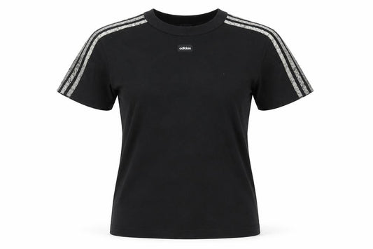 Front view of Adidas Black unisex t-shirt, s, basic crew neck