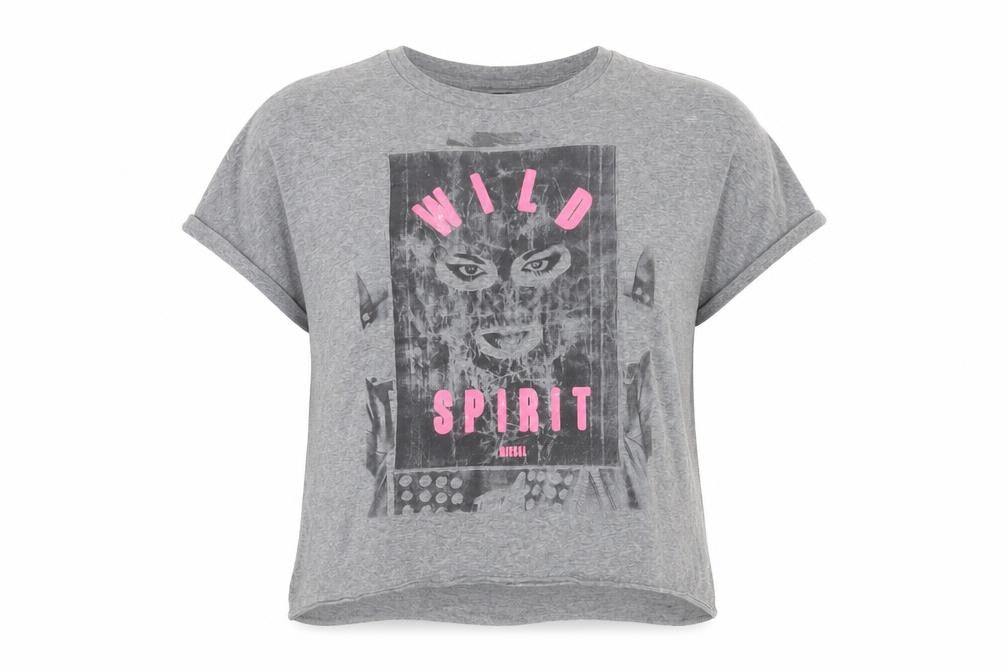 Womens UK Size XS Diesel Grey Basic T-Shirt