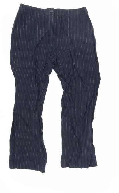 Womens UK Size 12 Viyella Regular Fit Casual Workwear Blue Trousers