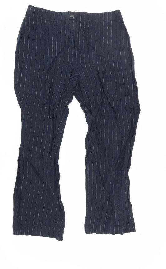 Womens UK Size 12 Viyella Regular Fit Casual Workwear Blue Trousers