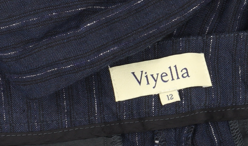 Womens UK Size 12 Viyella Regular Fit Casual Workwear Blue Trousers
