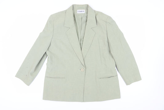 Eastex Women's Green Blazer Size 14, Linen Blend, Lined