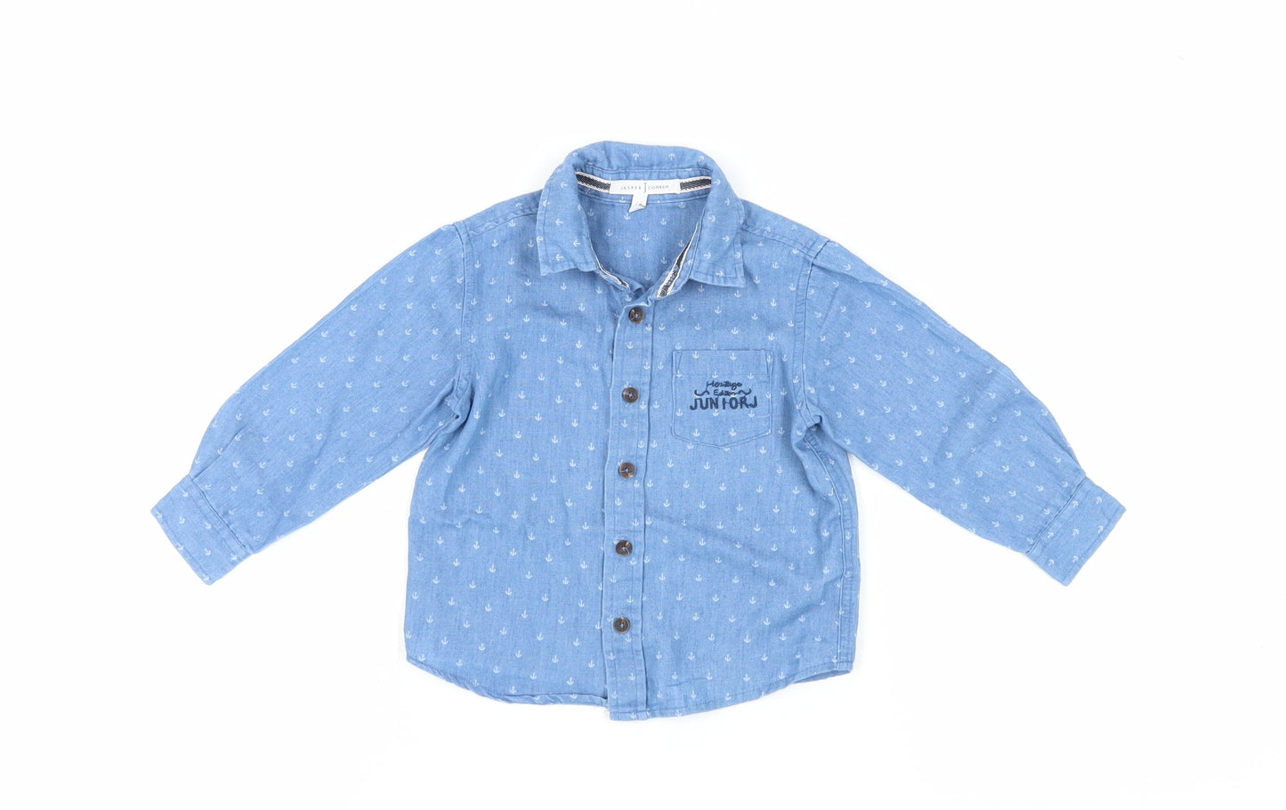 Jasper Conran Boys Blue Anchor Print Button-Up Shirt 2-3 Years