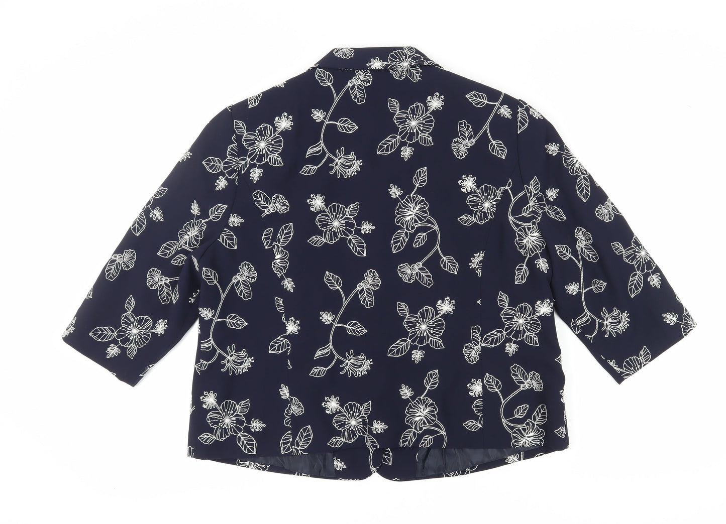 Eastex Women's Blue Floral Blazer, Size 18, 3/4 Sleeve