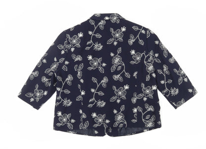 Eastex Women's Blue Floral Blazer, Size 18, 3/4 Sleeve