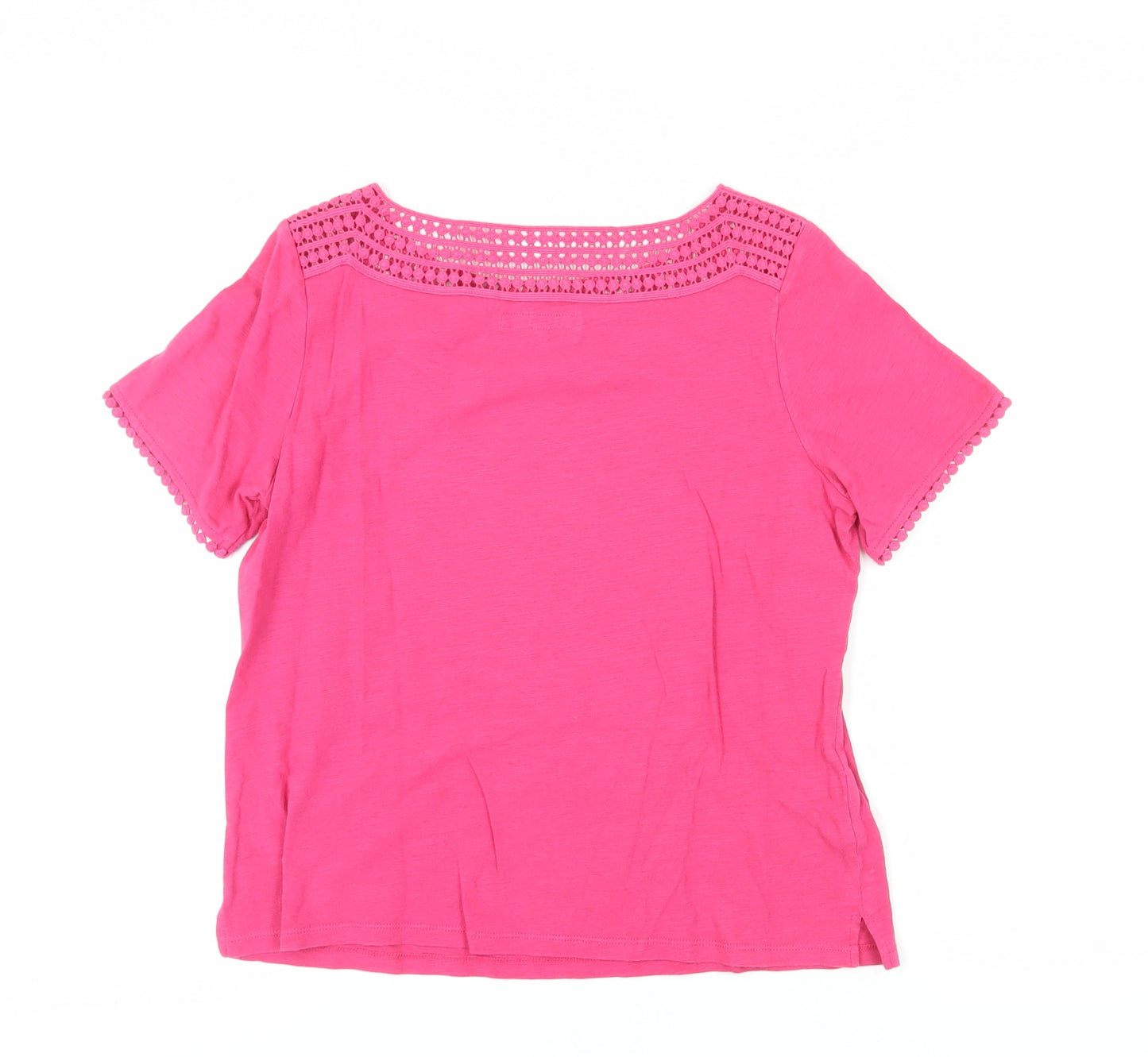 Laura Ashley Pink Women’s T-Shirt, Size 8, Crochet Accent