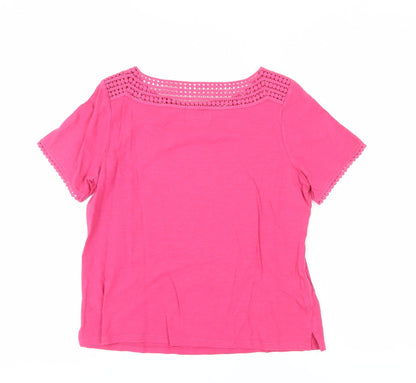 Laura Ashley Pink Women’s T-Shirt, Size 8, Crochet Accent