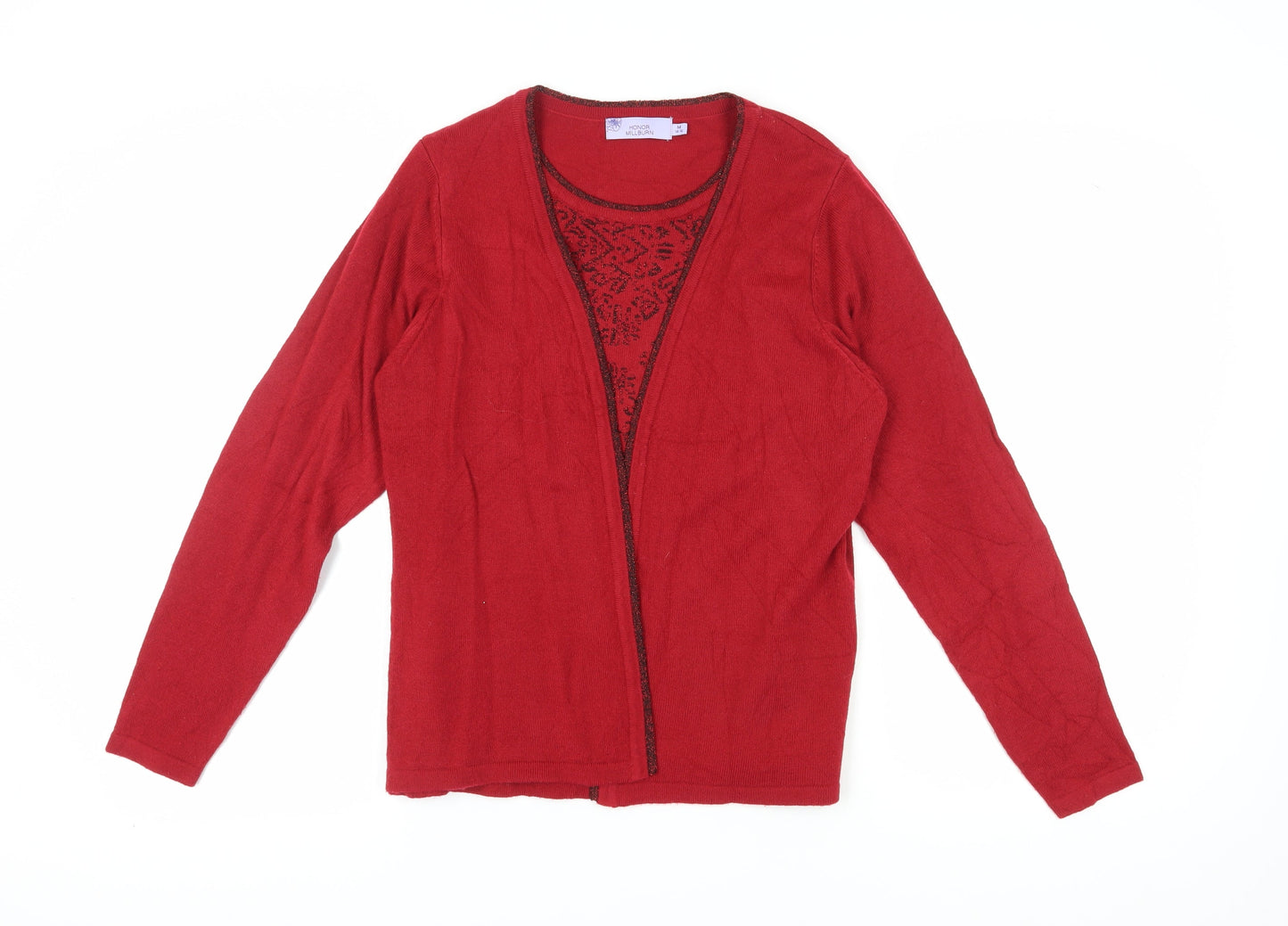 Honor Millburn Women's Red Open Cardigan M