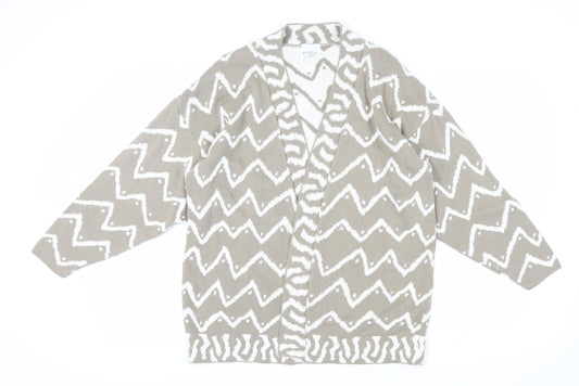 Alexon Women's Beige Cardigan, Size L, Geometric Pattern