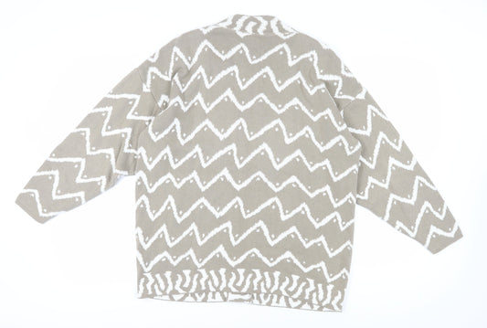 Alexon Women's Beige Cardigan, Size L, Geometric Pattern