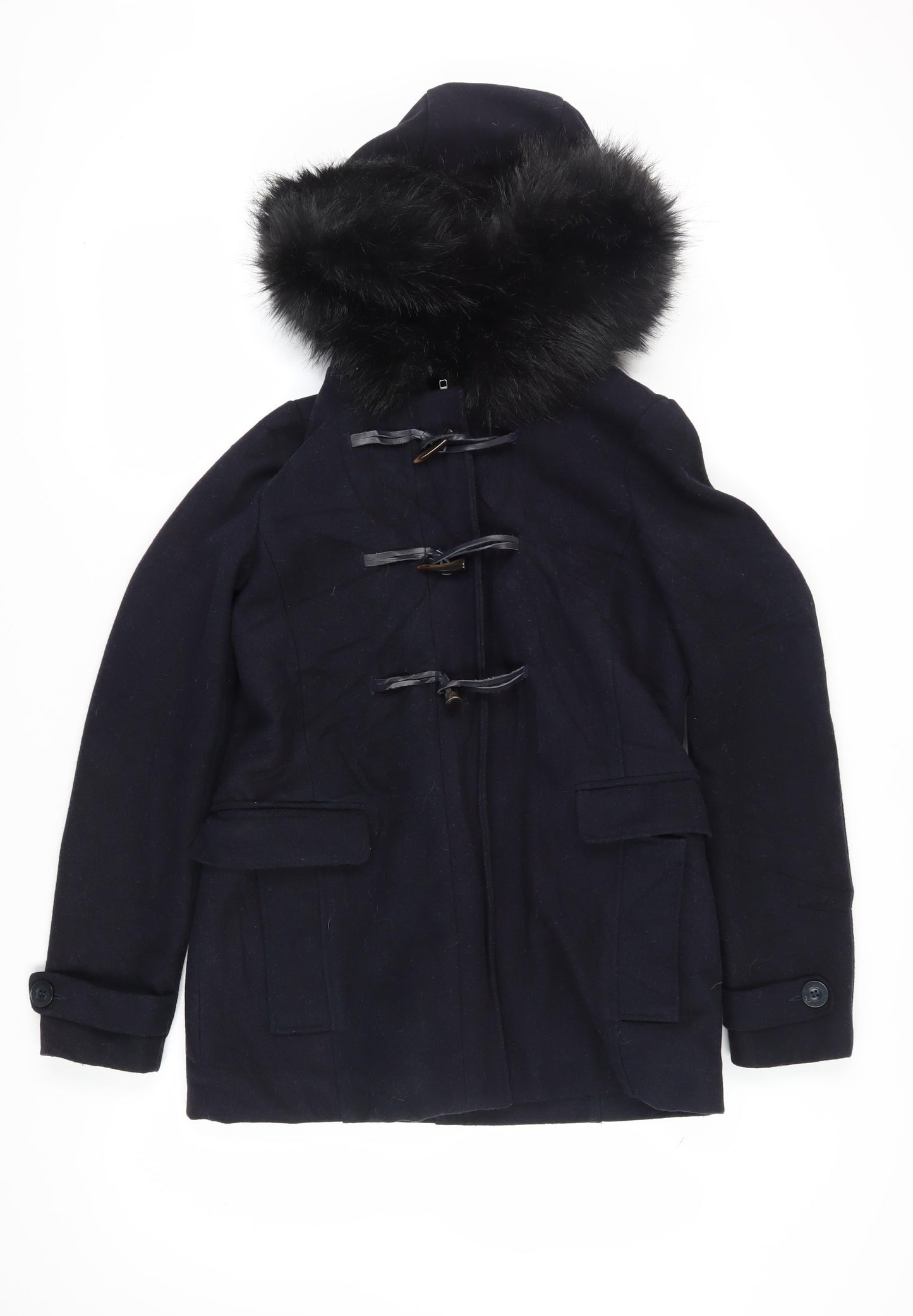 Womens UK Size 6 Hush Black Duffle Coat