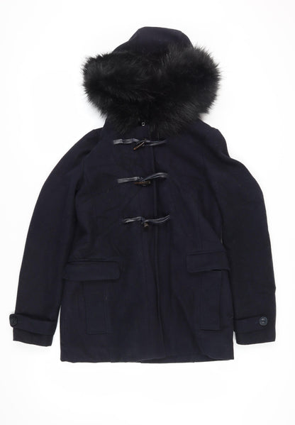 Womens UK Size 6 Hush Black Duffle Coat