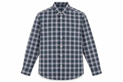 Front view of Jaeger Men's Blue Plaid Long Sleeve Shirt Medium