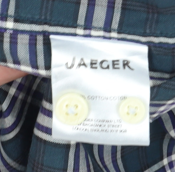 Jaeger Men's Blue Plaid Long Sleeve Shirt Medium