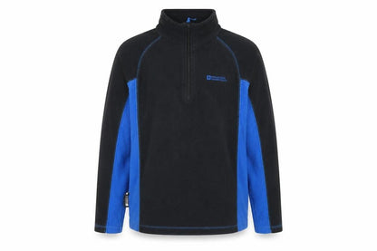 Front view of Mountain Warehouse boys’ black blue fleece sweatshirt 11-12y