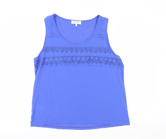 Laura Ashley Women's Blue Sleeveless Tank Top, Size 18