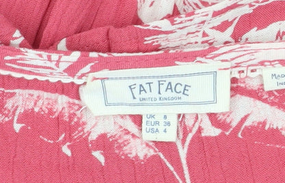 Fat Face Women's Red Floral Wrap Dress Size 8