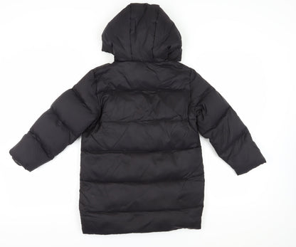 Zara Girls Black Hooded Puffer Jacket Size 8 Winter Coat