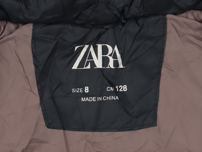 Zara Girls Black Hooded Puffer Jacket Size 8 Winter Coat