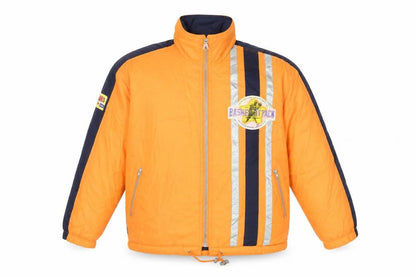 Front view of Games By Power Mark boys’ orange jacket, size 11, years, reflective